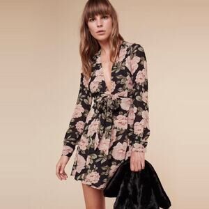 Reformation Floral Mini Dress - Black and Pink